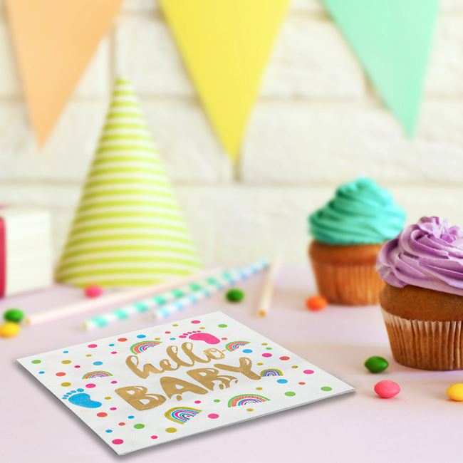 Set 12 Servetele de Masa pentru Petrecere, Hello Baby 33x33cm [2]