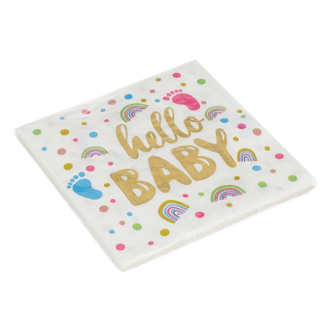 Set 12 Servetele de Masa pentru Petrecere, Hello Baby 33x33cm [3]