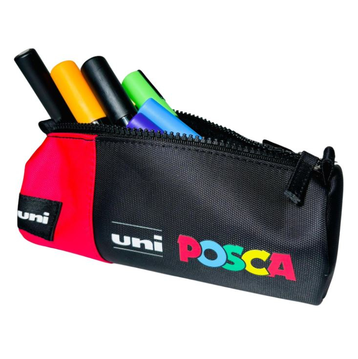 Set 16 markere Posca cu penar cilindric cu fermoar,16 bucati, 6+6+4 / 5M,3M,1M [6]