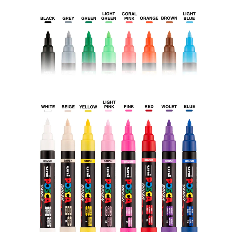 Set 16 markere Posca PC-5BR cu varf mediu tip pensula 1-4mm [4]