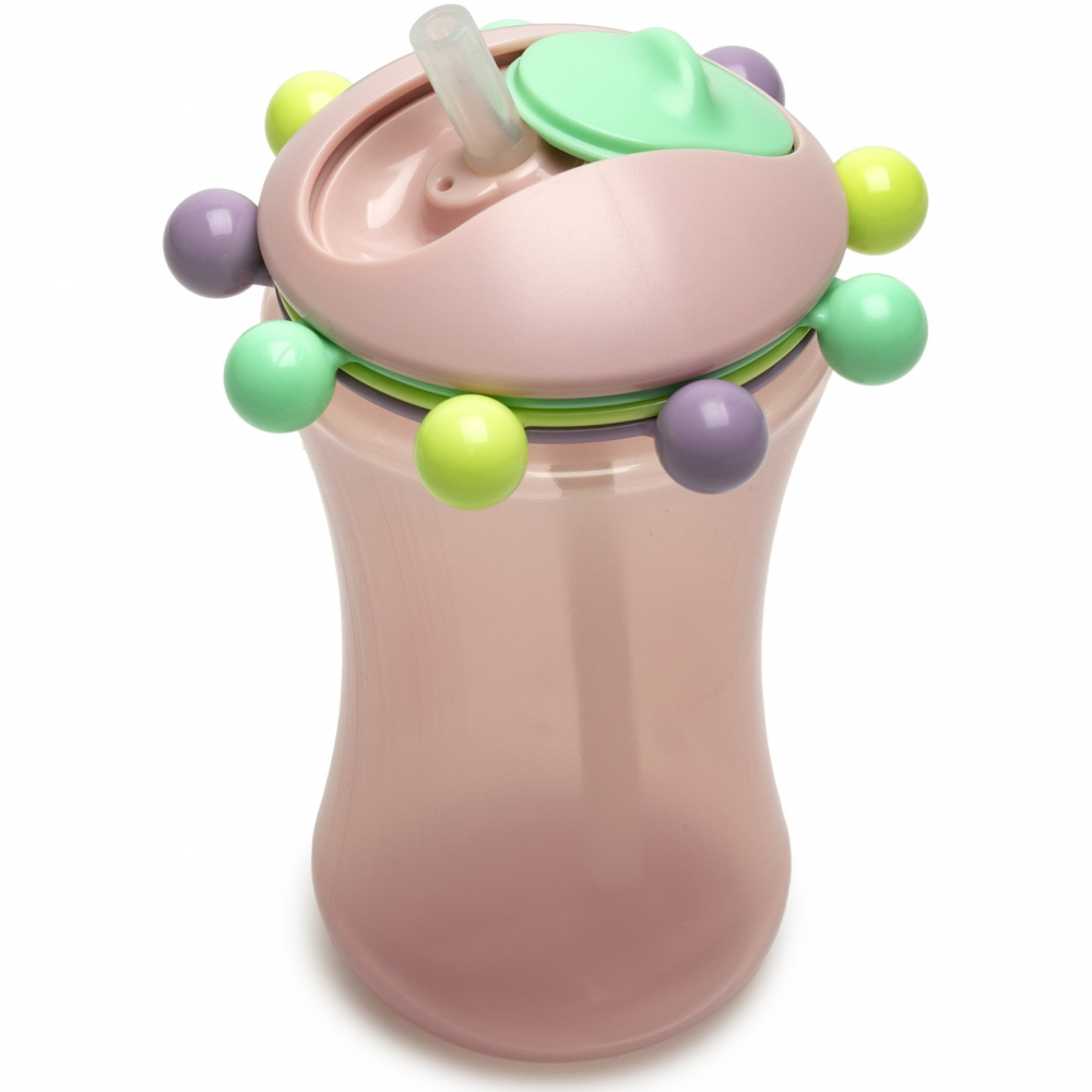 Set 2 cani cu pai Abacus pentru bebelusi Melii,340 ml,roz-verde [3]