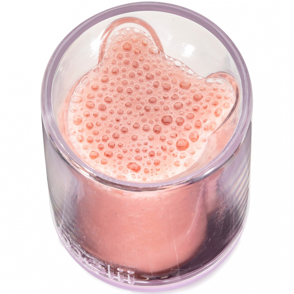 Set 2 pahare pentru copii cu design interior urs Melii,145 ml,roz-mov [6]