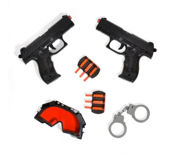 Set 2 pistoale si accesorii de politist pentru copii