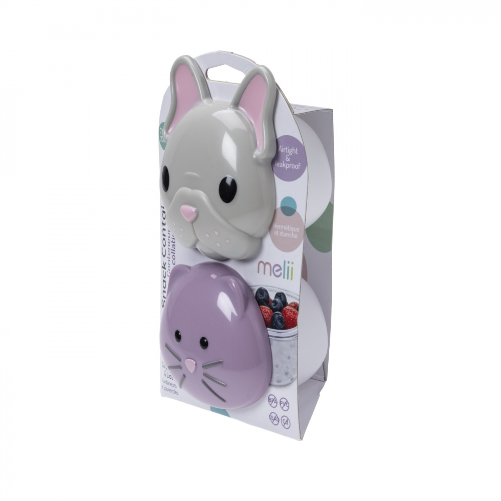 Set 2 recipiente pentru pastrare hrana bebelusi, model bull dog-pisica [3]