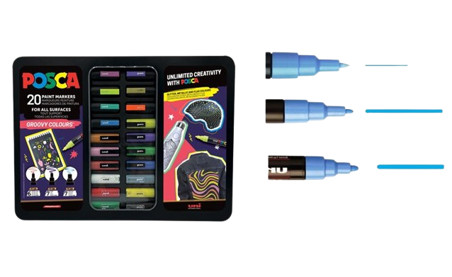 Set 20 markere Posca Groovy Colours in cutie metalica neagra eleganta-Editie limitata [2]