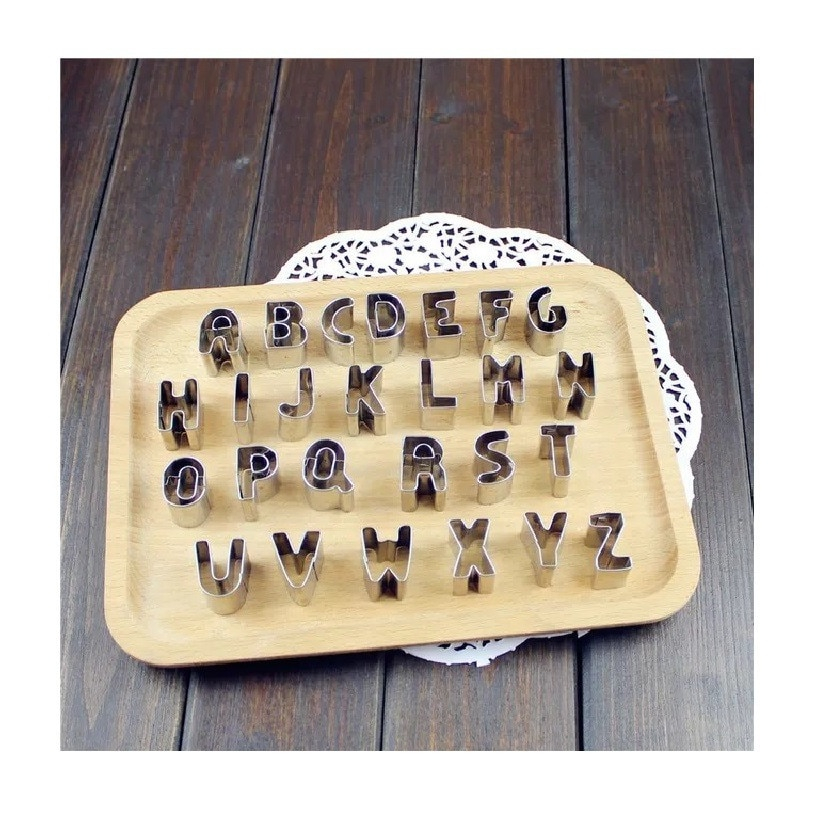 Set 26 forme decupatoare pentru biscuiti, litere metalice,abecedar,3 cm [2]