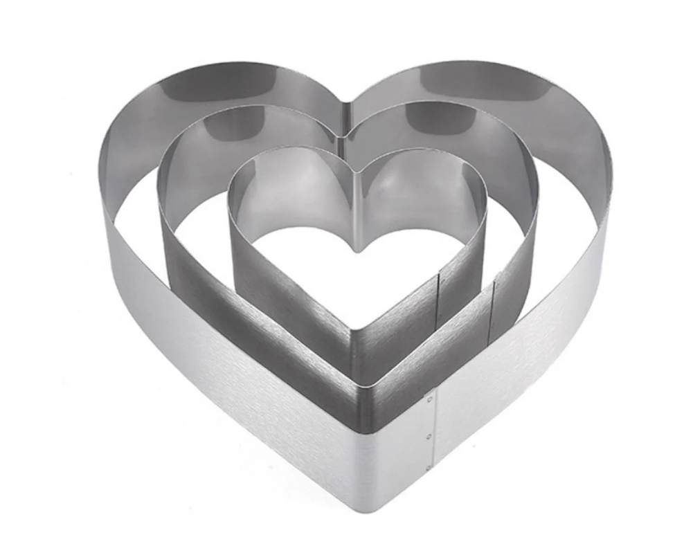 Set 3 forme metalice pentru prajituri, model inima,otel inoxidabil,3 dimensiuni [2]