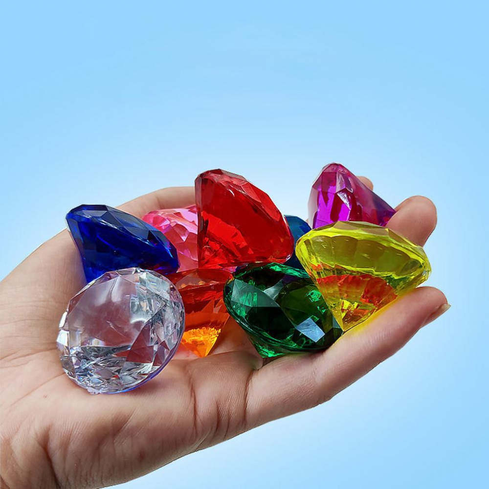 Set 30 diamante colorate pentru proiecte DIY, plastic, 2.5x2 cm