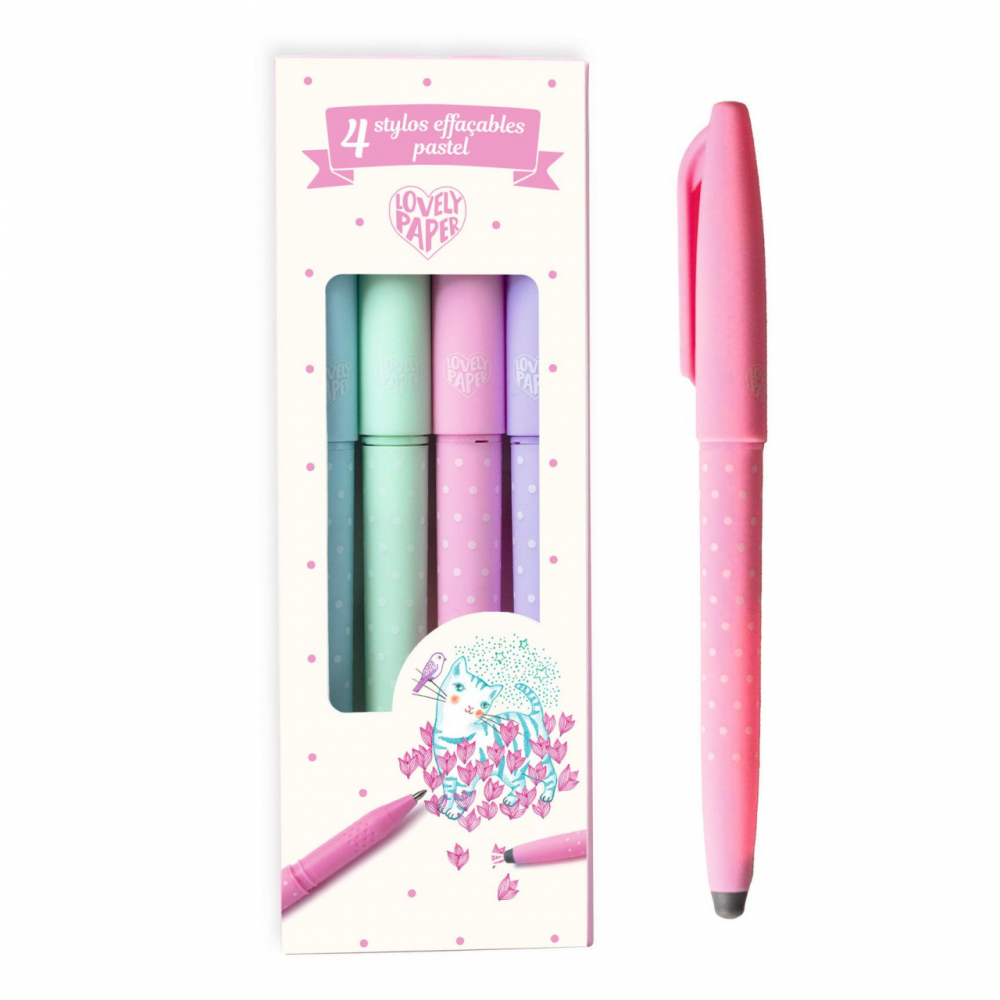 Set 4 pixuri cu radiera culori pastel, Djeco [4]