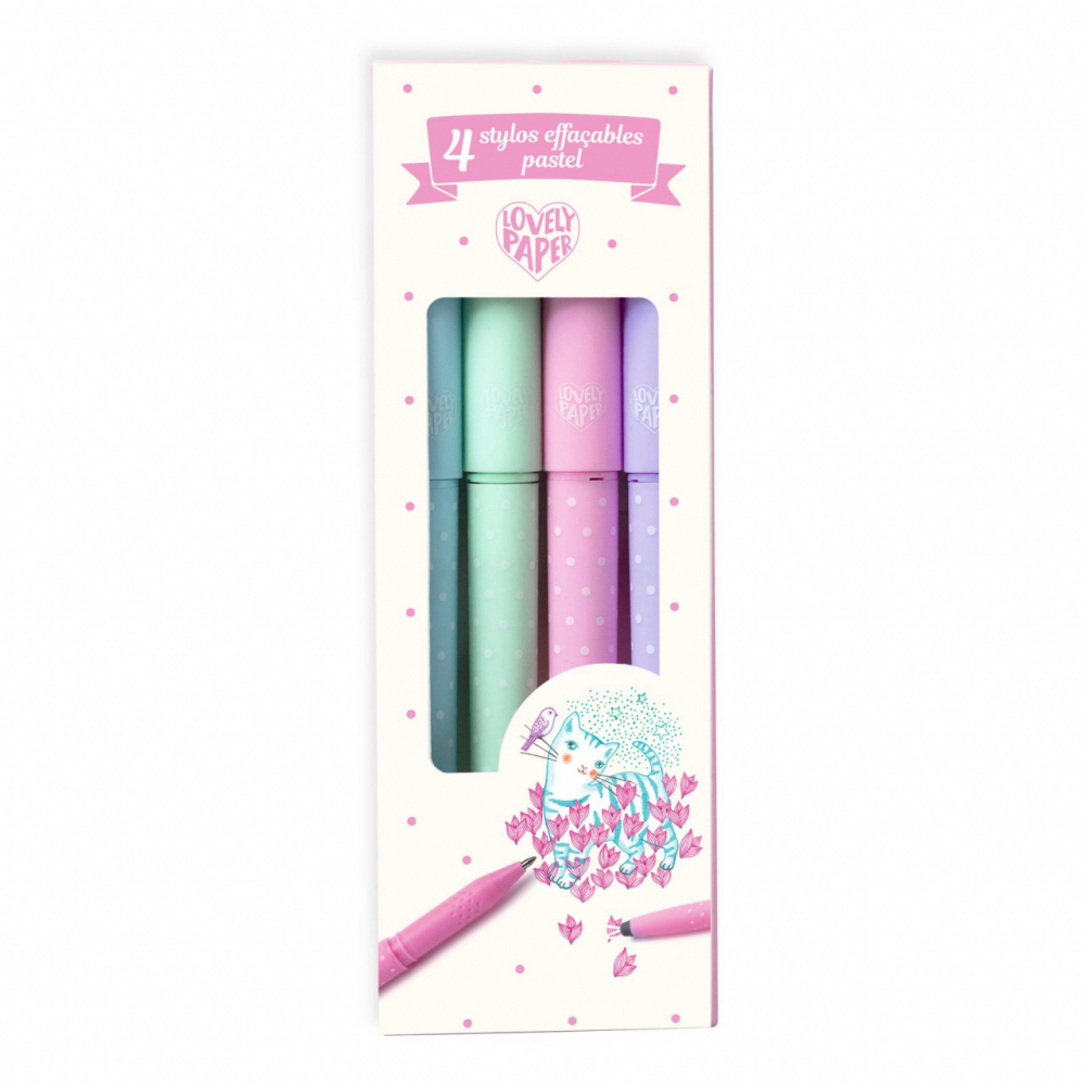 Set 4 pixuri cu radiera culori pastel, Djeco [3]