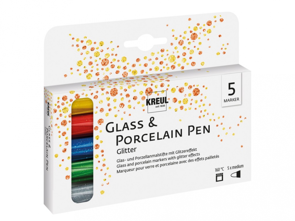 Set 5 markere vopsea pe baza de apa pentru sticla si portelan,varf mediu [2]