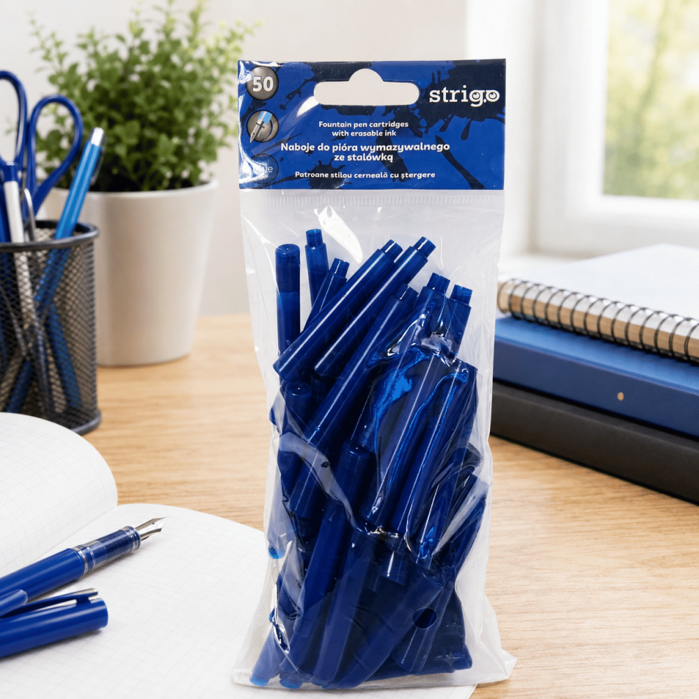 Set 50 rezerve pentru Stiloul cu stergere Strigo cu Cerneală Albastră –  Ștergere prin Fricțiune [4]