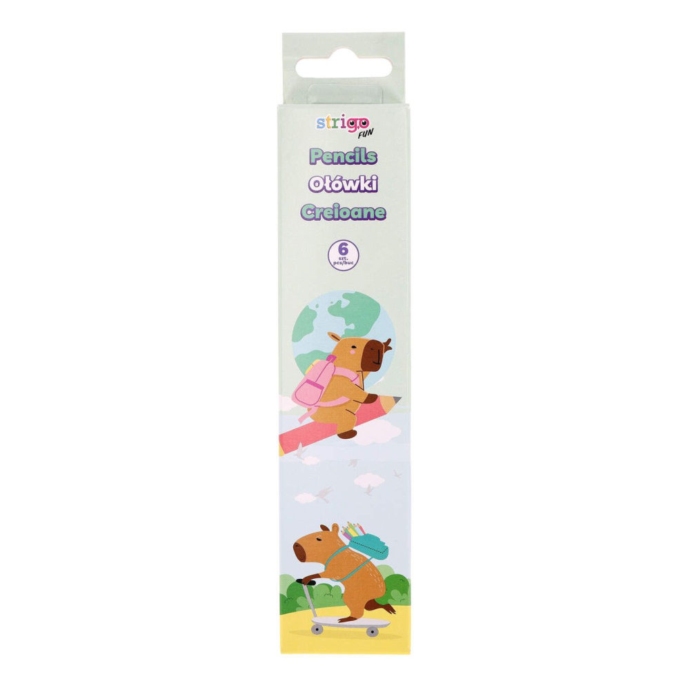 Set 6 Creioane Strigo HB Pastel cu gumă de șters – Seria Capybara [2]