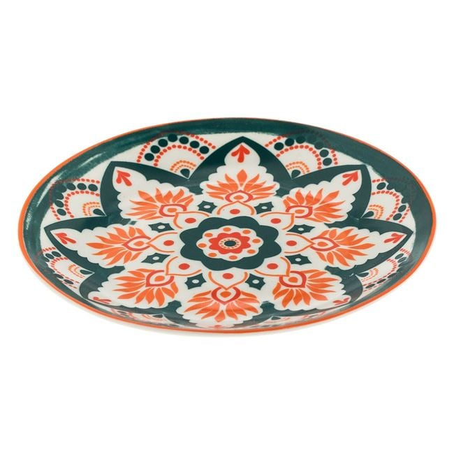 Set 6 farfurii albastre  pentru desert din portelan,model etnic ,15 cm [2]