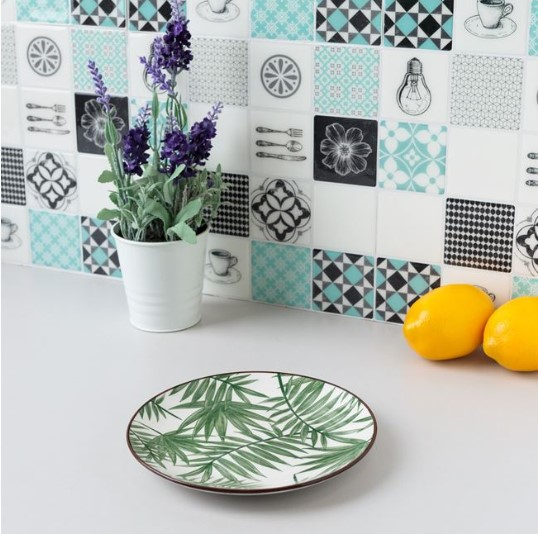Set 6 farfurii pentru servire din portelan cu design Frunze tropicale [3]