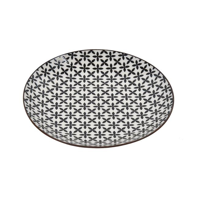 Set 6 farfurii pentru servire din portelan, model floricele,negru,19 cm [3]
