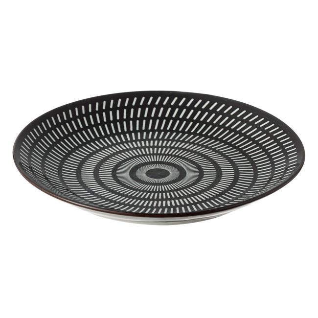Set 6 farfurii pentru servire din portelan, model liniar,negru,19 cm [3]