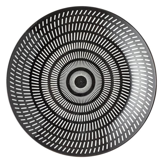 Set 6 farfurii pentru servire din portelan, model liniar,negru,19 cm [1]