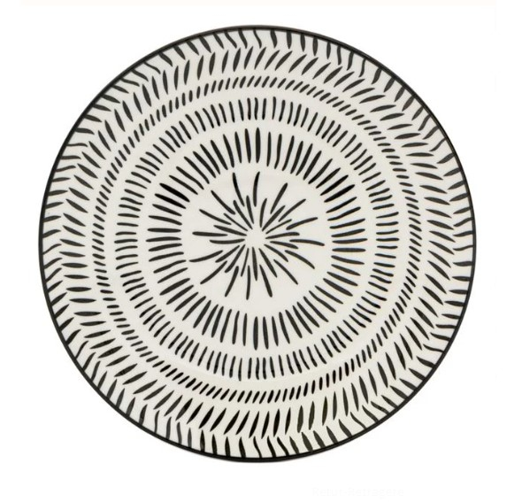 Set 6 farfurii servire din portelan cu design dungi negre [2]