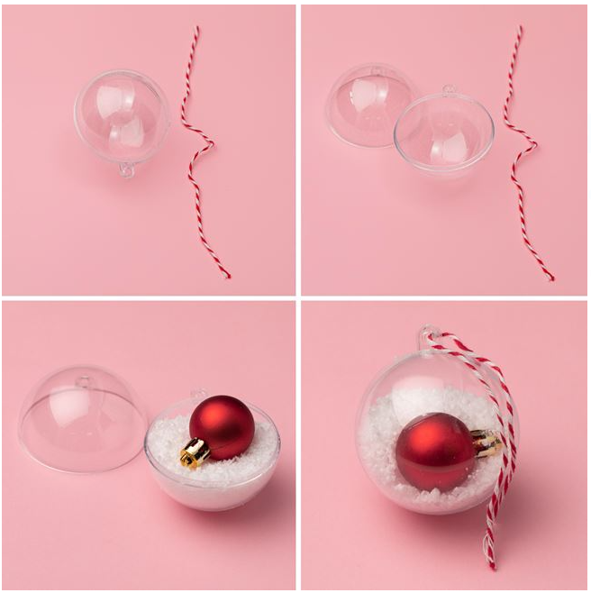 Set 6 globuri transparente din plastic cu șnur de agățat,6 cm [4]