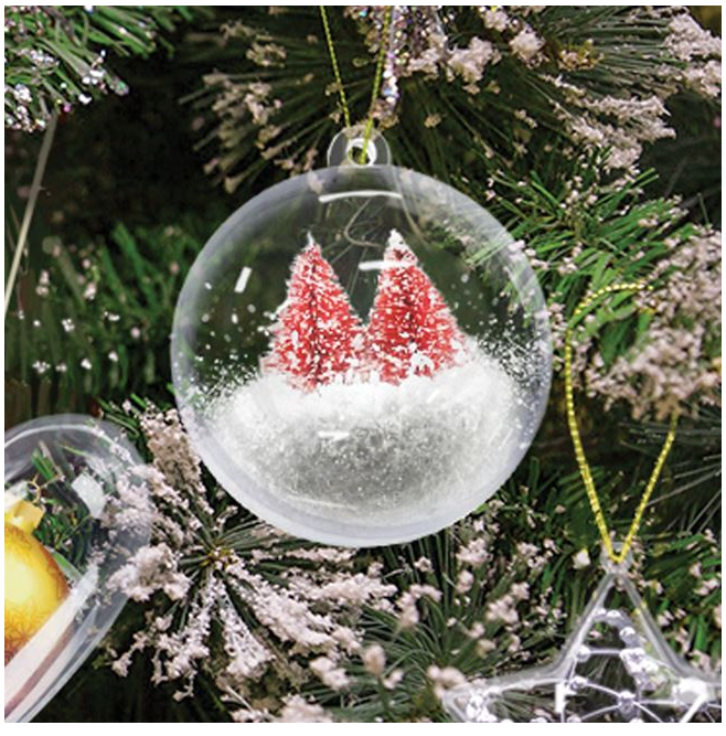 Set 6 globuri transparente din plastic cu șnur de agățat,6 cm [3]