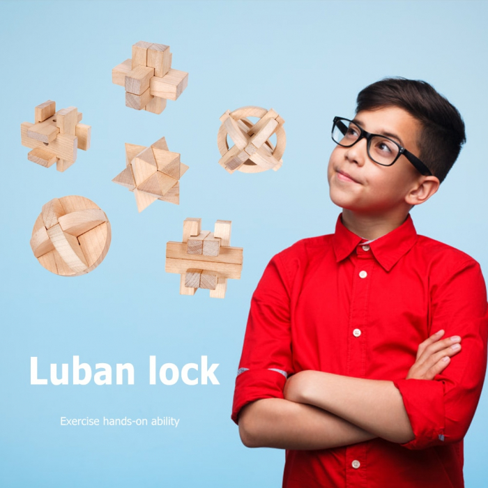 Set 6 jocuri logice din lemn masiv Lu Ban [4]