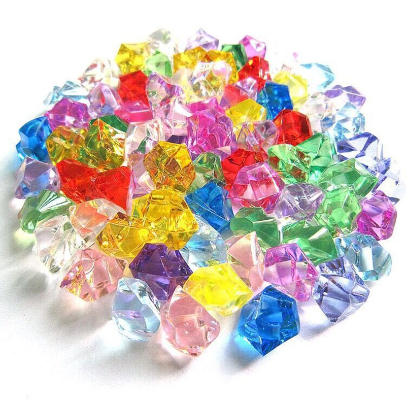 Set 60 de cristale decorative, plastic, multicolor, 2.5x2 cm
