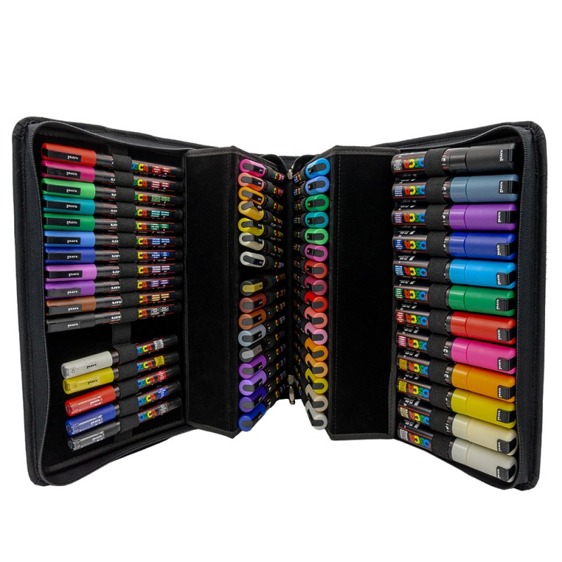 Set 60 markere Posca si mapa PVC UNIBALL, 32x32x5cm [2]