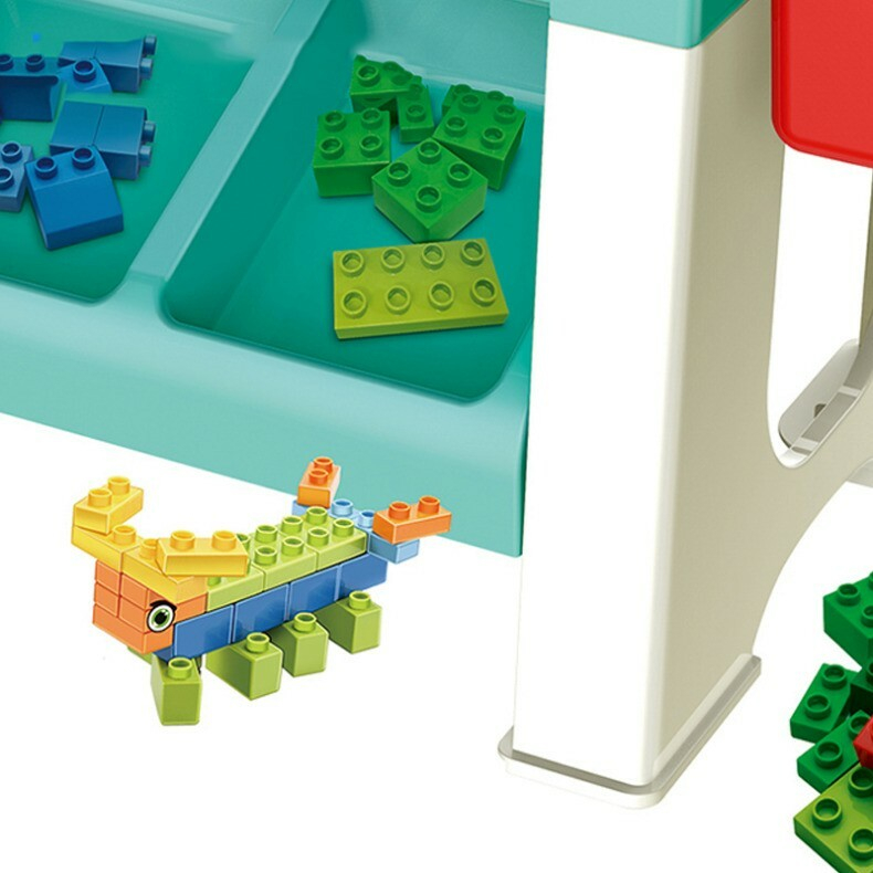 Set 69 piese de constructie cu masuta si 4 cutii de depozitare,plastic,2-4 ani, 68x36x31 cm [10]