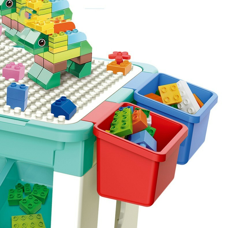 Set 69 piese de constructie cu masuta si 4 cutii de depozitare,plastic,2-4 ani, 68x36x31 cm [2]