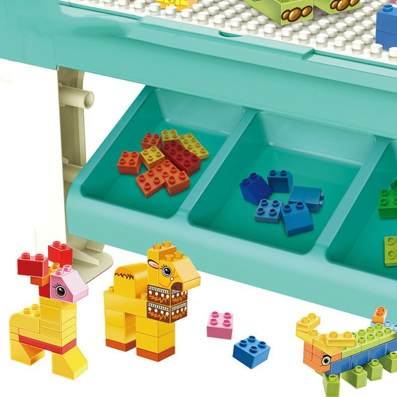 Set 69 piese de constructie cu masuta si 4 cutii de depozitare,plastic,2-4 ani, 68x36x31 cm [3]