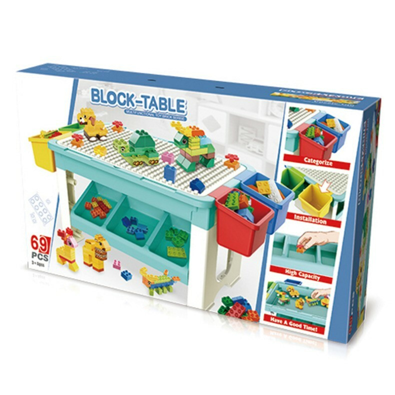 Set 69 piese de constructie cu masuta si 4 cutii de depozitare,plastic,2-4 ani, 68x36x31 cm [11]