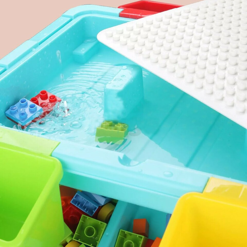 Set 69 piese de constructie cu masuta si 4 cutii de depozitare,plastic,2-4 ani, 68x36x31 cm [7]