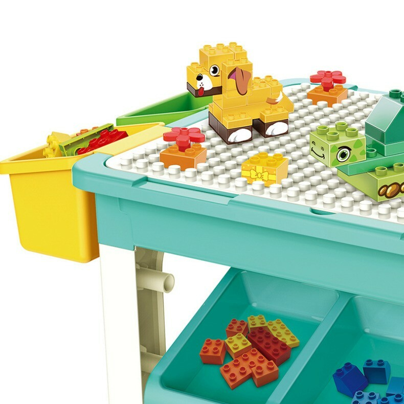 Set 69 piese de constructie cu masuta si 4 cutii de depozitare,plastic,2-4 ani, 68x36x31 cm [4]