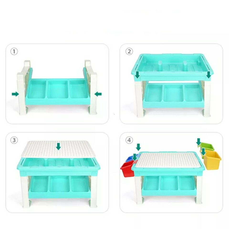 Set 69 piese de constructie cu masuta si 4 cutii de depozitare,plastic,2-4 ani, 68x36x31 cm [5]
