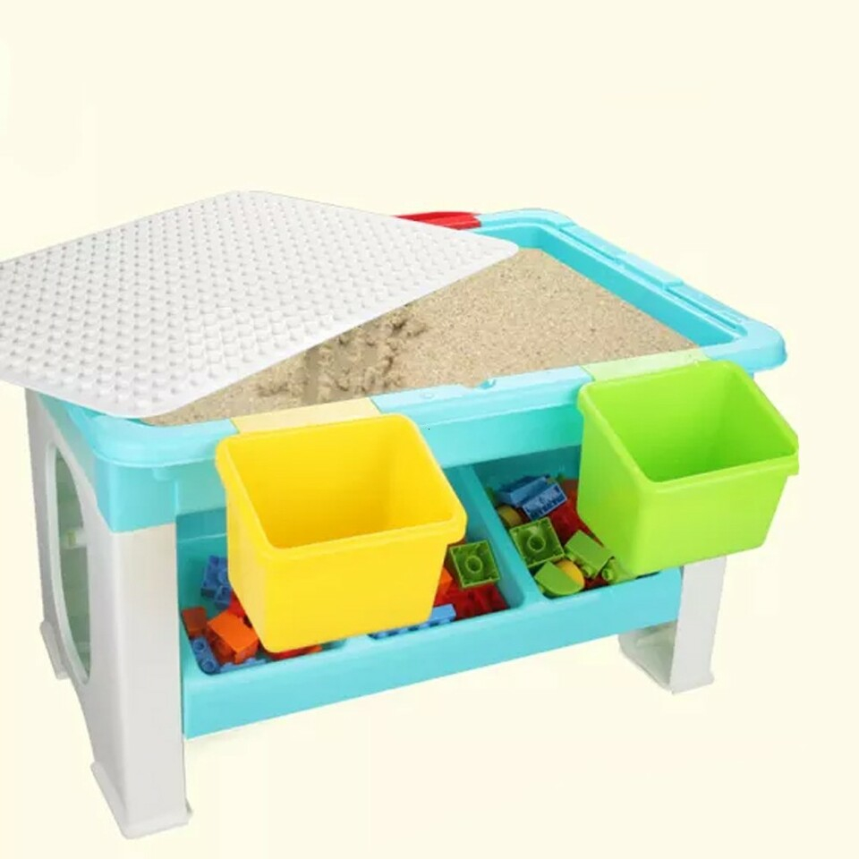 Set 69 piese de constructie cu masuta si 4 cutii de depozitare,plastic,2-4 ani, 68x36x31 cm [9]