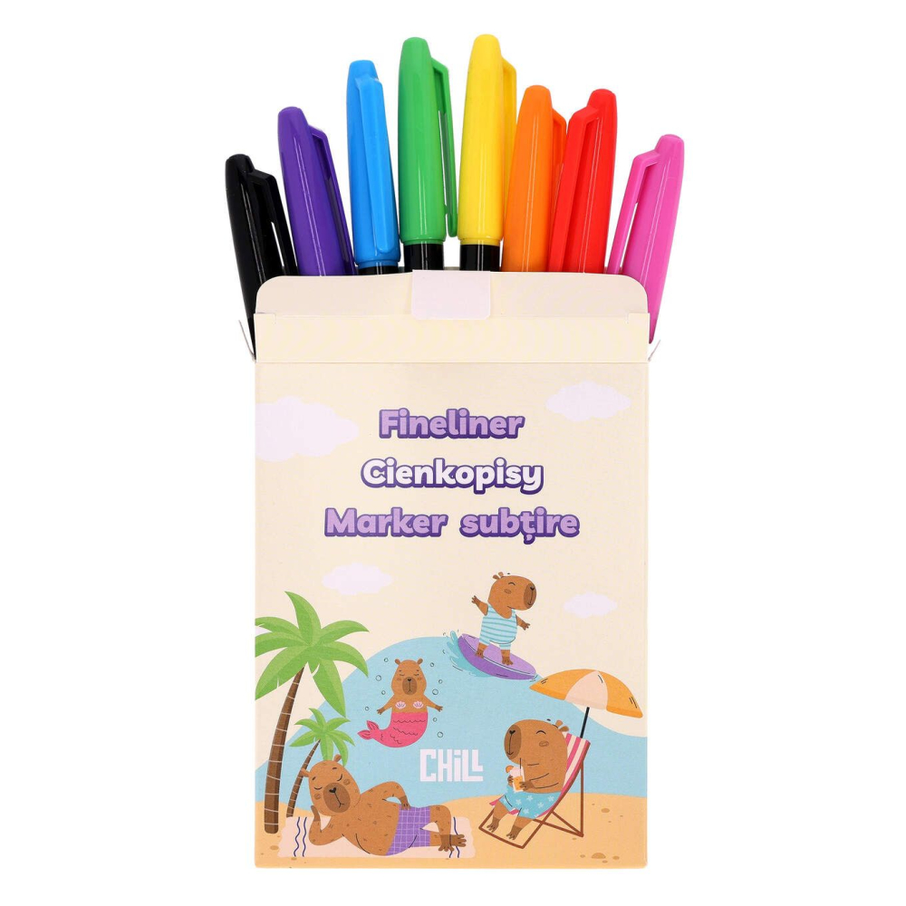Set 8 Finelinere colorate Strigo cu varf subtire ,   Seria Capybara