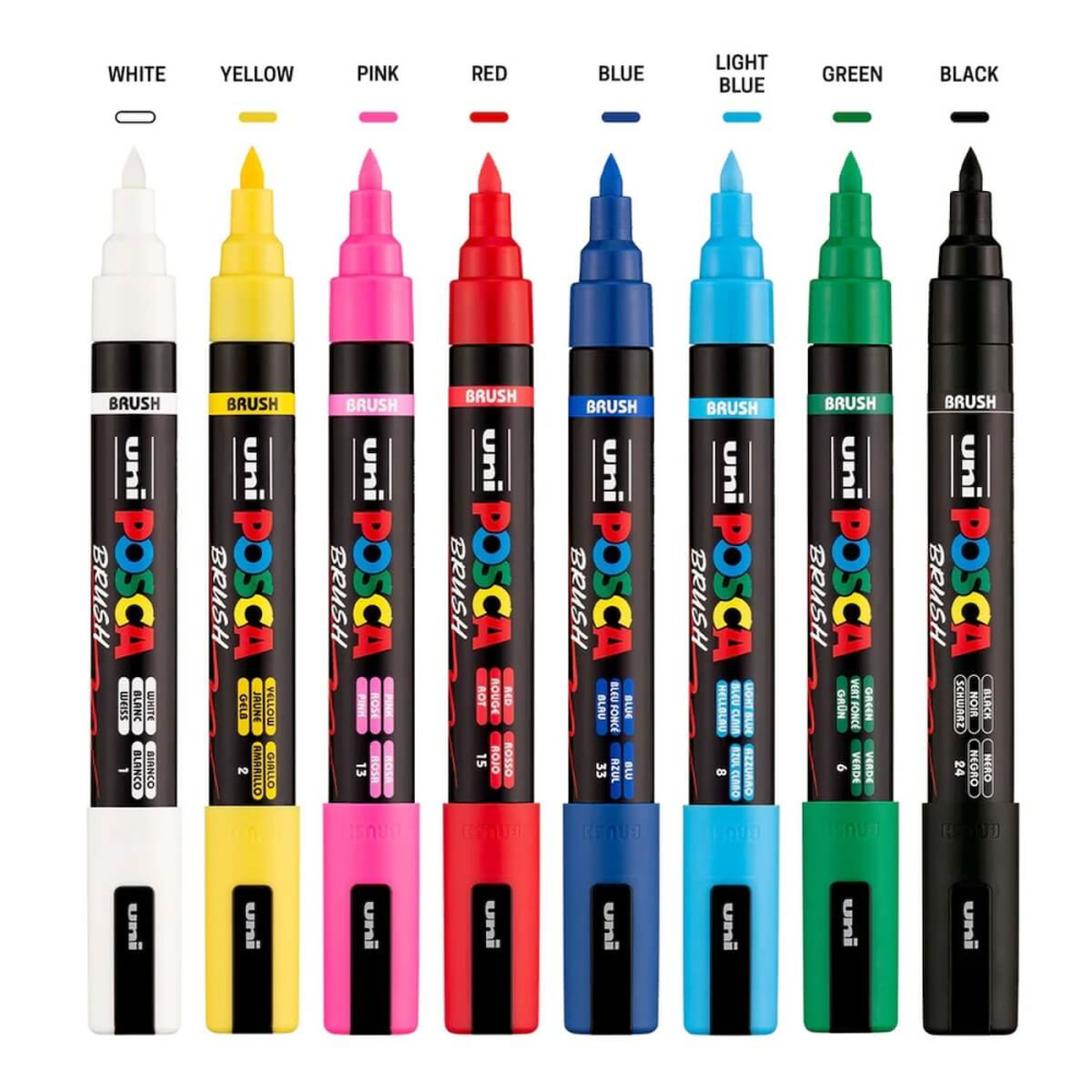Set 8 markere cu vârf tip pensulă POSCA PC-5BR [2]