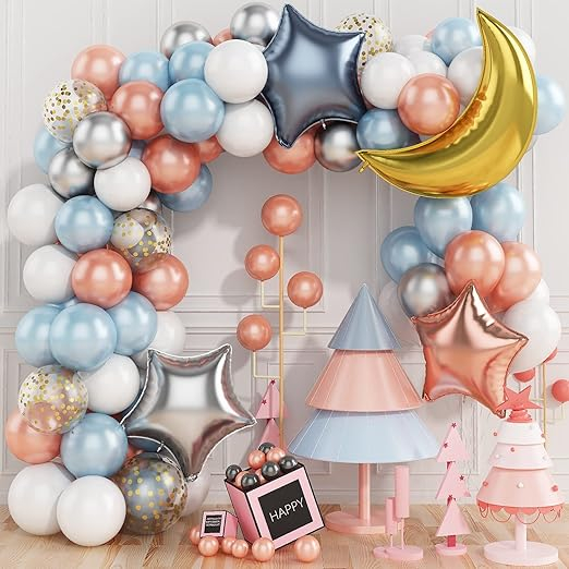 Set 81 baloane design arcada, mesaj Happy Birthday,multicolor