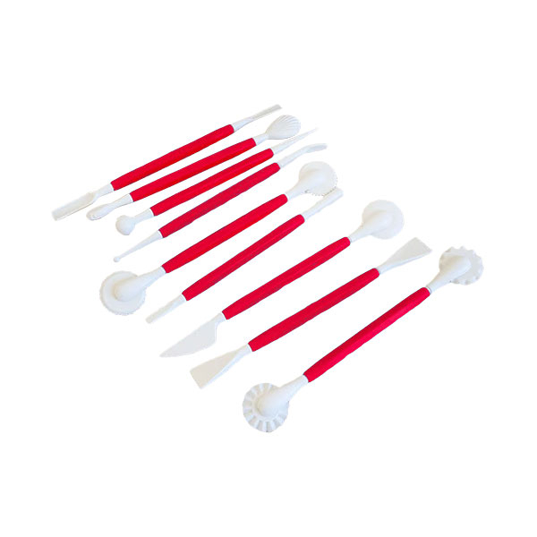 Set 9 instrumente de cofetarie pentru modelat si decor, plastic, rosu [2]