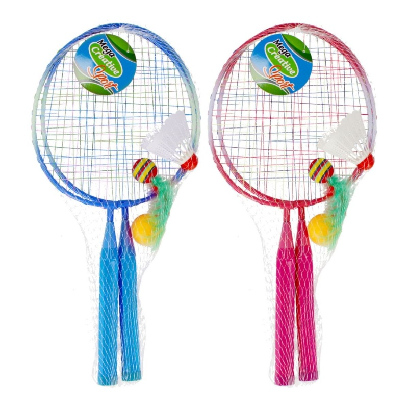Set badminton pentru copii cu fluturas si 2 mingiute incluse, 2 culori,40x20 cm