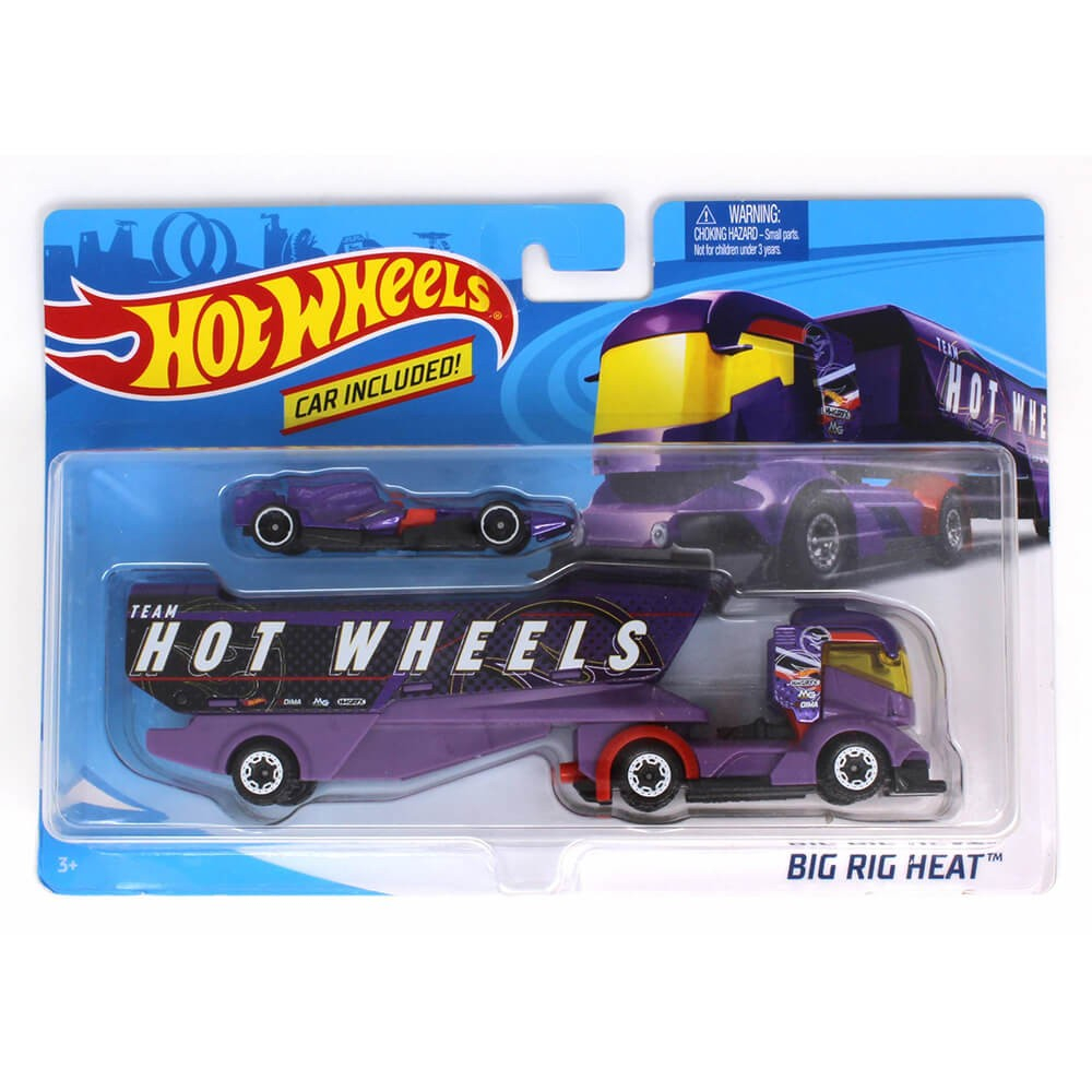 SET CAMION SI MASINA SPORT HOT WHEELS BIG RIG HEAT [1]