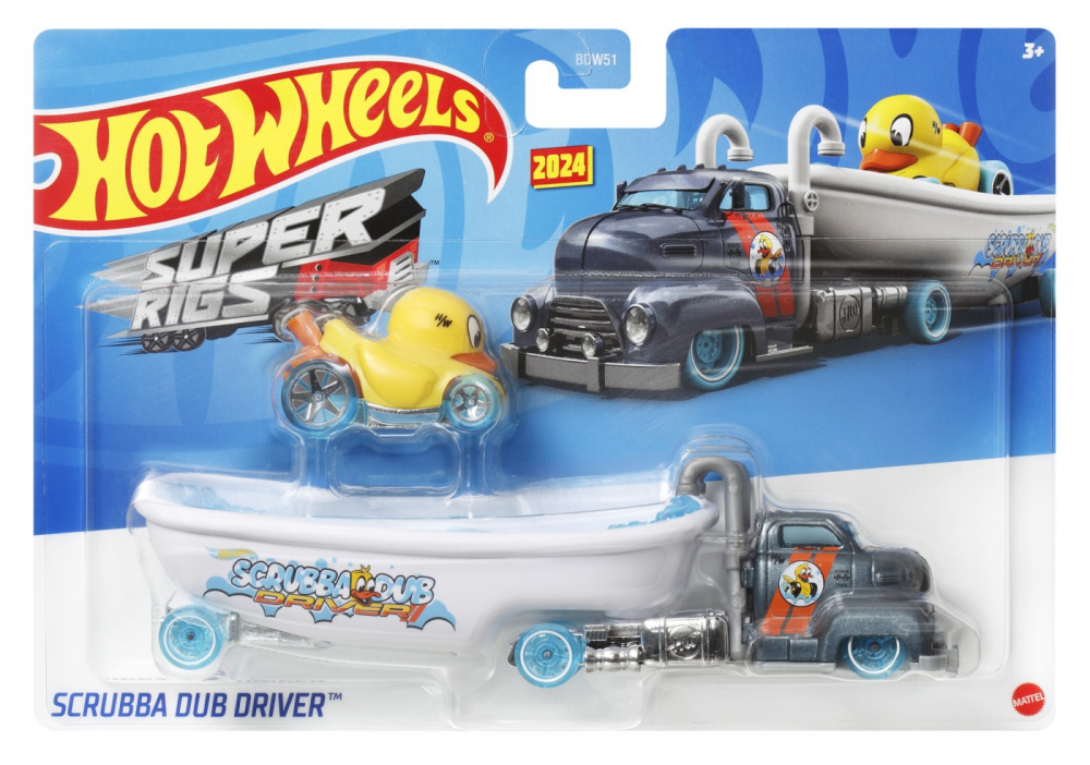 SET CAMION SI MASINA SPORT HOT WHEELS SCRUBBA DUB DRIVER [1]