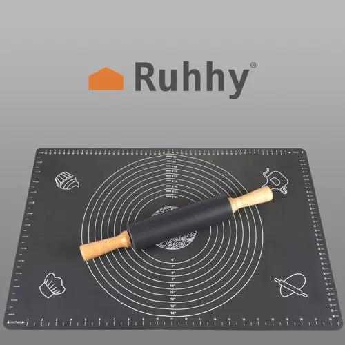 Set covoras si sucitor pentru aluat, silicon,antiderapant,negru [2]