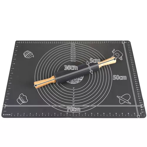 Set covoras si sucitor pentru aluat, silicon,antiderapant,negru [3]