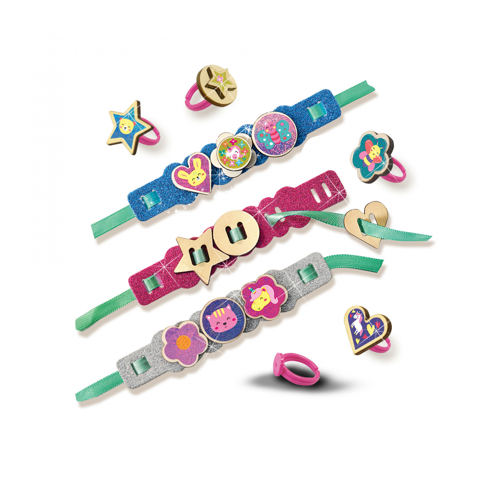 Set creativ cu accesorii incluse - Inele si bratari cu sclipici,3-6 ani [3]