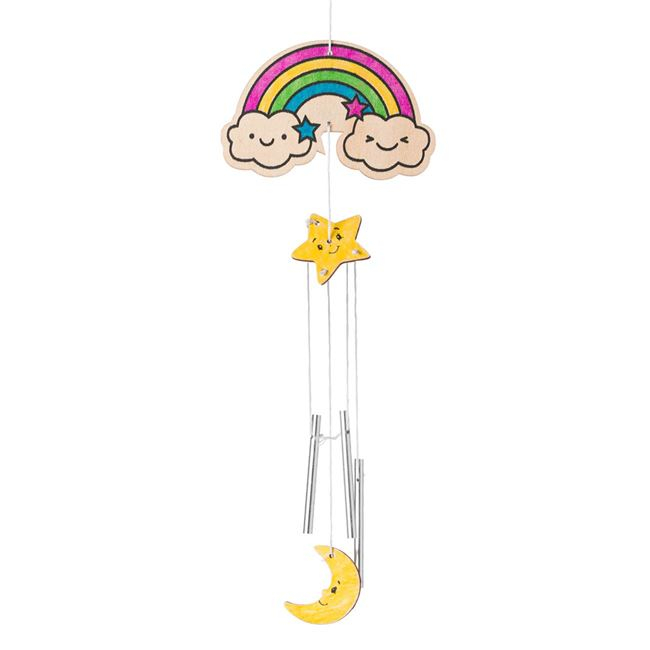 Set creativ curcubeu,4 carioci si clopotei,lemn,30 cm [2]