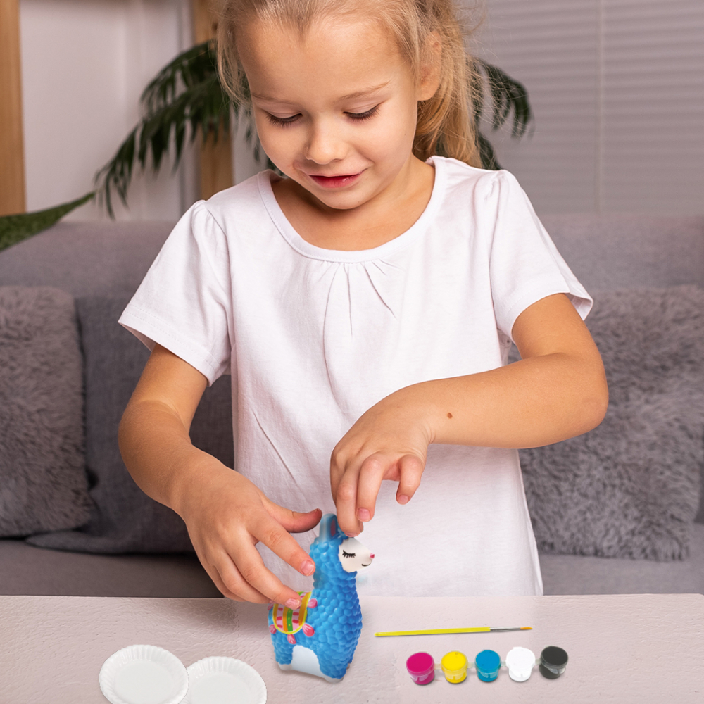 Set creativ DIY -Coloreaza figurina din ipsos Alpaca cu accesorii incluse,+6 ani [3]