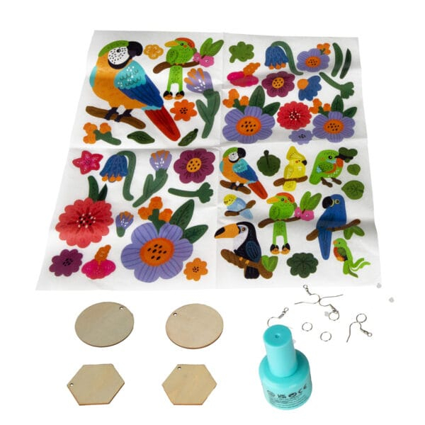 Set creativ DIY tehnica servetelului Cercei din lemn cu accesorii incluse,+7 ani [3]