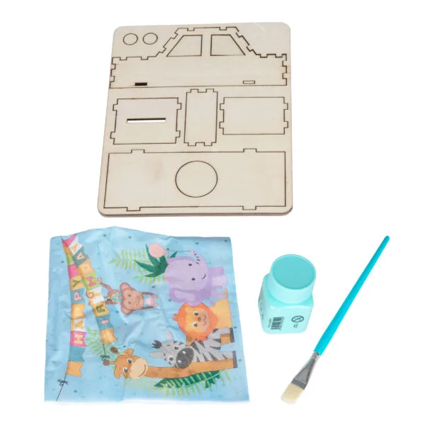 Set creativ DIY tehnica servetelului Pusculita masinuta puzzle 3D cu accesorii incluse,+7 ani [2]